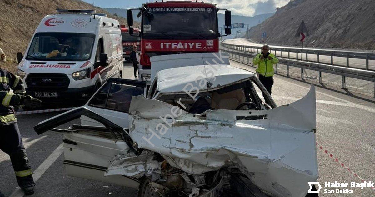 "Denizli Honaz Tüneli'nde Feci Kaza: Otomobil Hurdaya Döndü, Bir Eve Ateş Düştü" başlıklı haber için